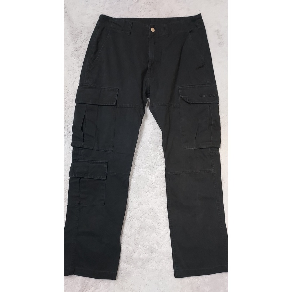 Youngla Pants Mens Medium Cargo Cotton 616 Yla2585 Black Outdoor Casual 32x28